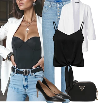 Léto Outfit s Modrá/Světle modrá Jeggings/Kalhoty s Vysokým Pasem/Úzká Kalhoty/Skinny Kalhoty/Džínové Legíny/Kalhoty se Štěrbinou/Kalhoty s dírou karl lagerfeld jeans "Letní outfity"