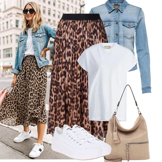 Motor Outfit sa Svjetloplava/Plava Kaput/Bluza Veći Broj Only "Outfit na léto"Look: S zakovicama, Motor, Jahanje, Raditi