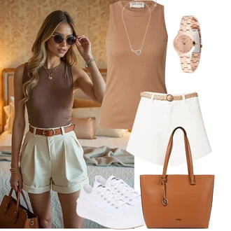 Letadlo Outfit s Bílá/Krémová Teniska na platformě/Plátěná teniska/Nízká Teniska Converse "Letní outfity"