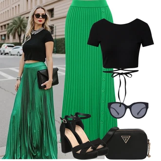 Outfity pro léto Svatební host s Tyrkysový/Zelená/Neonové barvy Vázací Sukně/Dlouhá Sukně/90tá Léta Sukně/Slavnostní Maxi Sukně/Pletená sukně/Sukně Pro Matriku/Maxi sukně/Křesťanská Sukně/Italská Sukně/Plisovaná sukně/Vintage sukně maxi calli "Letní outfity"