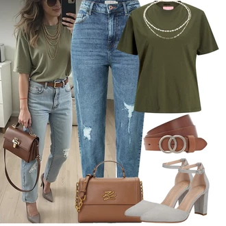 Outfity pro léto Svatební host s Šedá/Béžová/Hnědá/Stříbrný Nezařazené About You "Letní outfity"