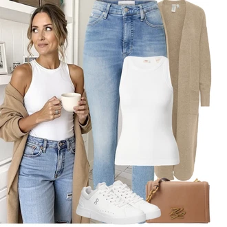 Letadlo Outfit s Bílá/Krémová Úzká teniska/Nízká Teniska/Skate Bota/Kožené tenisky ON "Letní outfity"