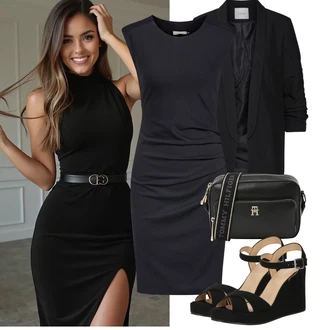Outfity pro léto Svatební host s Černá Pouzdrová Šat/Šaty Ze Síťoviny/Pouzdrové Šaty/Pletené Šaty/Šaty s Kapsou/Žerzejové Šaty/Šaty Bez Rukávů/Šaty S Rovným Střihem Kaffe, Černá/Béžová/Hnědá/Fialová Nezařazené About You "Letní outfity"