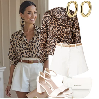 Outfity pro léto Svatební host s Bílá/Krémová/Červená/Hnědá Sandál s podpatkem/Sandál Na Širokém Podpatku About You "Letní outfity"