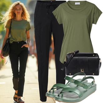 Léto Outfit s Černá Střmenová Kalhoty/Paperbag Kalhoty/Kalhoty s Vysokým Pasem/Legíny Pletený Legín VERO MODA "Letní vzhled pro každodenní použití"