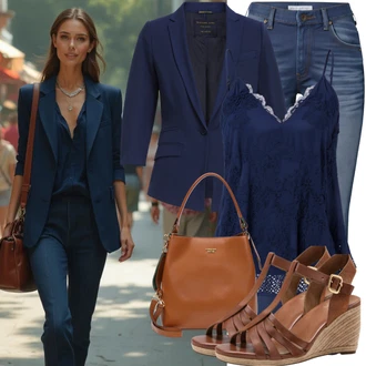 Outfit sa Tamnoplava Odijelo Tom Tailor "Lijepi Ljetni Izgled"