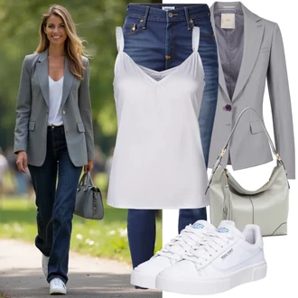Outfit sa Plava/Svjetloplava/Tamnoplava Kožna Jakna/Čizma do Gležnja/Traperice s Rupom/Slip-on Traperice/Traperica Niskog Struka/Traperice s Prorezom/Kožne Cipele/Traperica Niskog Struka/Push-up Traperice/Kožne jakne Only "Lijepi Ljetni Izgled"