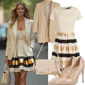 Koža Outfit sa Bijela/Bež/Kaki Udobna pumpa/Salonka & Visoki Pet/Poslovna Obuća/Vintage Pumpa/Salonka Na Visoku Petu/Pumpica S Visokim Prednjim Dijelom MICHAEL Michael Kors "Ljetna večernja odjeća"