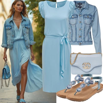 Outfity pro léto Svatební host s Světle modrá/Tyrkysový Sandál na klínku/Platform Sandal/Bota s Platformou/Sandál Na Podpatku/Bota Na Klínku nly by nelly "Moderní letní vzhled"