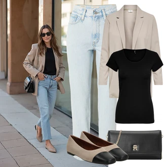 Outfit s Světle modrá Mom Jean/Dad Džíny/Girlfriend Džíny/Zužující se Džíny/Boyfriend Džínové kalhoty/Zkrácené Džíny/Capri Džíny/Kožená Pánská Bund/Vintage džíny/High Waist Džínové Kalhoty levi's ® "Módní letní vzhled"