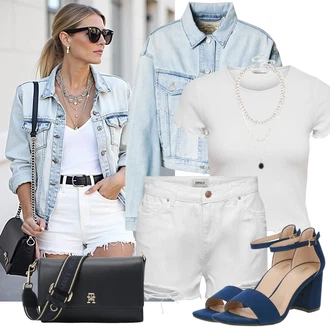 Outfit sa Bijela/Krem/Pink/Siva/Ljubičasta/Srebro Majica I Top Veći Broj/Bluza Veći Broj Only "Moderan look za slobodno vrijeme"
