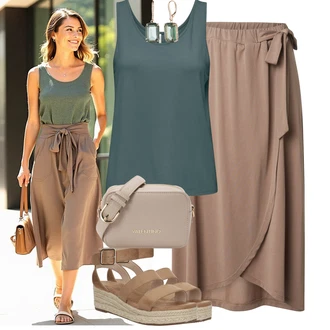 Outfit sa Zeleno/Tirkizna/Tamnozelena Majica I Top Veći Broj/Bluza Veći Broj/Bluza i Tunika Tunika Only "Ljetni outfit za slobodno vrijeme"