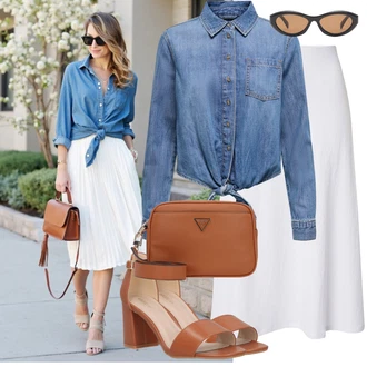 Outfit sa Narandžasta/Smeđa/Crvena/Bež Torba preko ramena/Torbica/Mala Torbica/Muška torba/Torba za rame/Pojasna torbica Guess "Moderan look za slobodno vrijeme"