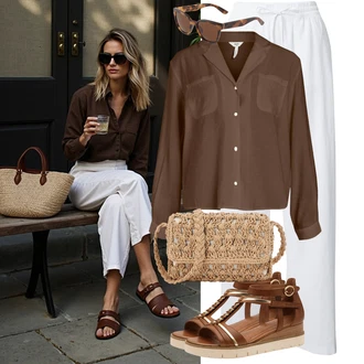 Outfit sa Bijela/Krem Duga Hlača/Hlače od muslina/Salonska Hlača/Pidžama Hlača/Relax hlače/Lanene Hlače/Slip-on Hlača/Tradicionalna Hlača/Pamučna Hlača/Jersey Hlača/Plišana Hlača VERO MODA "Cool outfit za svaki dan"