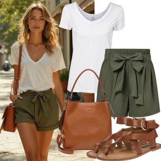 Ljeto Outfit sa Zeleno/Kaki/Tamnozelena Majica/Hlača Velika Veličina Street One "Modni Ljetni Izgled"