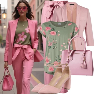 Koža Outfit sa Pink Udobna pumpa/Pumpa u obliku slova T/Sandalice s blok petom/Salonka & Visoki Pet/Sandala s petom/Cipela Mary Jane/Pumpica S Visokim Prednjim Dijelom About You "Modni ljetni izgled"