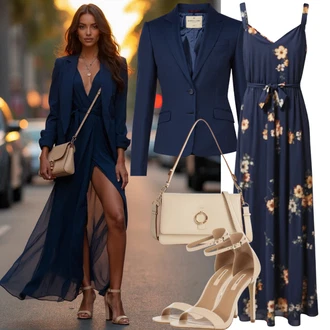 Outfit sa Tamnoplava Haljina sa halterima/Empire Haljina/Duga Ljetna Haljina/Duga Haljina/Maksi Haljina kraimod "Modni Ljetni Izgled"