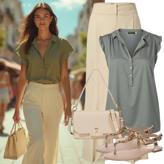 Outfit sa Crna/Smeđa/Narandžasta/Bijela Slingback Pumpa/Sandala s petom/Salonka & Visoki Pet/Salonka S Otvorenim Petom/Sandala na Petu/Cipela s otvorenim prstom/Sandala s vratilom/Elegantna Cipela Kazar "Modni Ljetni Izgled"