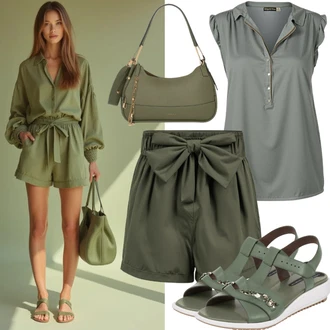 outfit mit Črna/Zelena/Rjava Čevlj Sandali s Paščkom/Rimski sandal/Ribiška sandala/Gladiatorska sandala/T-pašček-Sandal/Vintage sandal/Poletni Čevelj/Čevelj s trakom answear lab "Modni Poletni Videz"