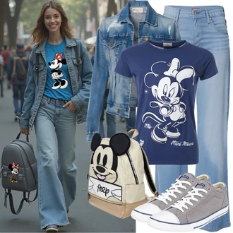 7/8 délka Outfit s Modrá Pánské tričko/Zvonové Džíny/Džín s Širokou Nohavicí bdg urban outfitters "Oblíbený filmový outfit"