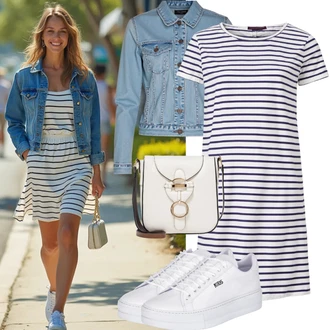 Zakrpe Outfit sa Svjetloplava/Plava Kratka Traper Jakna/Traper Jakna VERO MODA "Odjeća za ljeto"