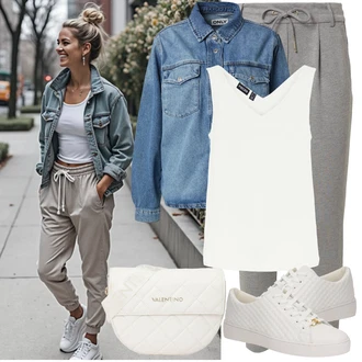 Outfit sa Bijela/Krem/Kaki Bluza Veći Broj/Majica I Top Veći Broj/Bluza i Tunika Tunika Pieces "Summer Outfits"
