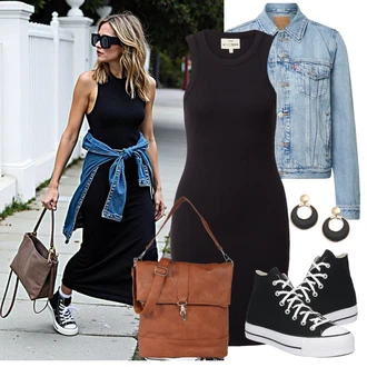 Outfit s Černá Náušnice Visací/Sponka do ucha/Kruhová sohi "Outfit na léto"