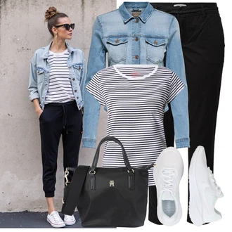Prugasto Outfit sa Tamnoplava/Crvena/Plava/Bijela Majica S Prugama/Top za plažu/Odjeća za plažu/Tunika za Plažu mads norgaard copenhagen "Summer Outfits"