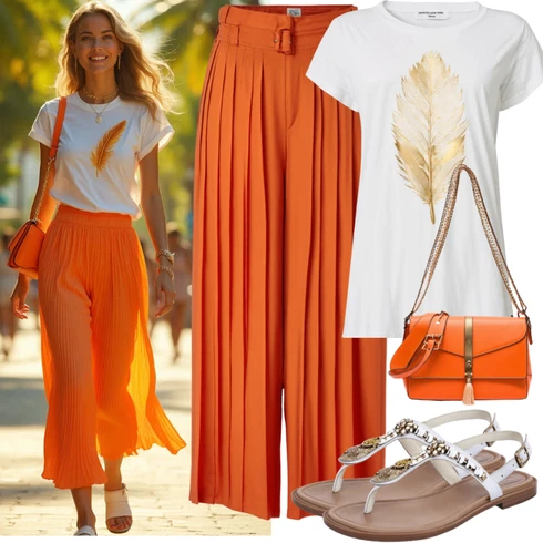 Kombinace Léto Oranžová Zvonová Kalhoty/Rozšířená Kalhoty/Kalhoty se Štěrbinou/Široká Kalhoty/Slinky Kalhoty/Marlene Kalhoty/Tradiční Kalhoty/Mušelínové kalhoty/Palazzo Kalhoty Nasty Gal