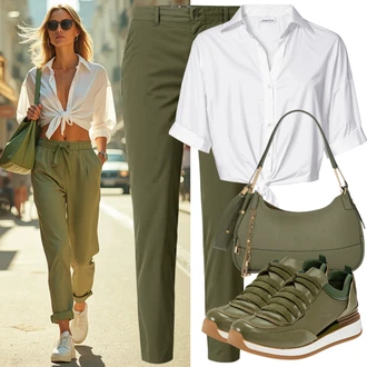 Romantičen outfit mit Bela/Krem Bluza s Puf Rokavom/Bluza z Volančkom answear lab "Outfit za poletje"Look: Romantičen, Overdressed, Babydoll, Boho, 20-ta leta, Modernen