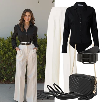 Outfit s Černá/Šedá/Tmavě šedá Páska Pásek bez Přezky/Široký Opasek/Ležérní pásek/Klasické Pásky/Kožený Pásek About You "Elegantní letní outfit"