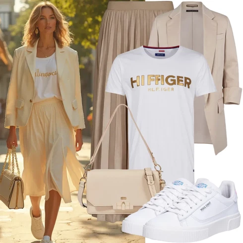 Kombinace Béžová/Hnědá/Khaki Midi Sukně/Sukně do Délky Lýtka/Vintage sukně maxi/Pletená sukně/Dlouhá Sukně/Křesťanská Sukně/Plisovaná sukně/Maxi sukně/Italská Sukně/Sukně Pro Matriku Rich & Royal