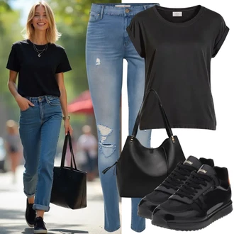 Moderní Outfit s Černá/Hnědá Zkrácený Top/Krátký Top/Krátký top/Síťované tričko temu "Perfektní pro léto"Look: Cool, Techno, Krásný, 90tá léta, Moderní, Estetika, S Mokrým Vzhledem, Univerzitní