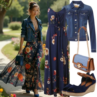 outfit mit Modra/Svetlo Modra Denim Jakna/Vintage Jakna/Kratka Denim Jakna answear lab, Modra/Temno Modra Torba za čez ramo/Satchel torba/Torbica za mobilni telefon/Mini torbica/Men's Bags Vuch "Poletna obleka"