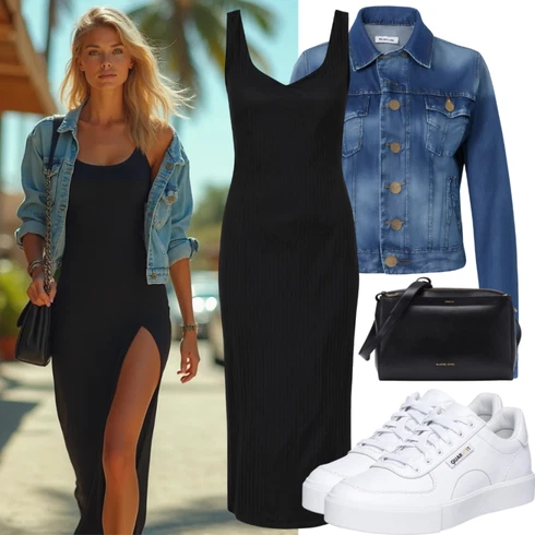 Denim Jakne kombinirajte z Modra/Svetlo modra Denim Jakne/Vintage Jakne/Kratke Denim Jakne answear lab, Črna Mrežasta oblačila/Dolga pletena obleka VERO MODA, Bela Usnjene Superge/Superge Nizke/Ozke superge/Superge Z Bočno Zadrgo/Superge z ježkom sam73, Črna/Temno siva Potovalne torbe/Športni nahrbtniki/Torbe za telovadnico/Vrečka za prenašanje/Men's Bags semiline