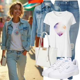 Denim outfits "Poletni videz za vsakdanjo uporabo"