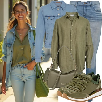 outfit mit Temno Zelena/Khaki/Zelena Čevlj Plato-Sneaker/Gležnar s platformo UGG "Poletni videz za vsakdanjo uporabo"