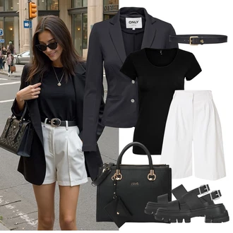 Okrogel izrez outfit mit Črna Majica/Klasična Dolžina/Moški tekaški copati/Casual Majica/Lepa Majica/Funkcijska Majica/Pletena majica/Majica s kratkimi rokavi Only "popoln poletni videz"