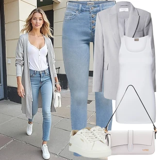 Outfity pro sport Móda pro plnoštíhlé s Bílá/Krémová Dlouhý top/Dlouhá košile/Halenka Bez Rukávů/Tričko s grafikou/Top bez ramínek/Tílko VERO MODA "Lehký outfit"