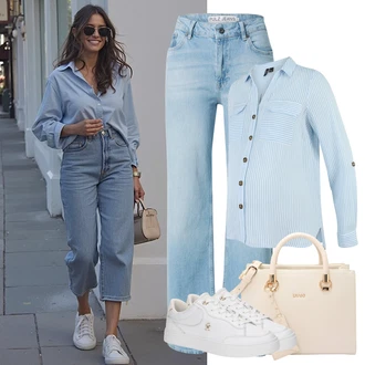 Culotte Outfit s Světle modrá/Modrá Džíny Džín s Širokou Nohavicí/Džíny Volného Střihu/Pánské tričko/Dad Džíny/Vintage Džíny/Formální Košile/Džíny Culottes/Džíny s Rozparkem/Zvonové Džíny Pulz Jeans "Perfektní na léto"