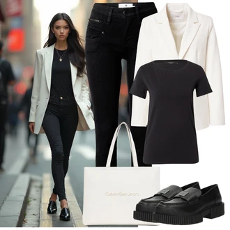Styl Outfit s Černá/Tmavě modrá/Bílá Slim Fit Džíny/Motorkářské Džíny/High Waist Džínové Kalhoty/Džíny s Rozparkem/Džíny s Nízkým Sedem/Push up Džín/Kožená bunda/Kožené Boty/Termální Džíny/Zimní bunda Freeman T. Porter "Perfektní na léto"