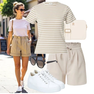 Outfit sa Krem/Bijela Tenisice s patentnim zatvaračem sa strane/Tanka tenisica/Platnena tenisica/Kožna tenisica/Niska Tenisica Paul Green "Dopadljivi ljetni outfit"