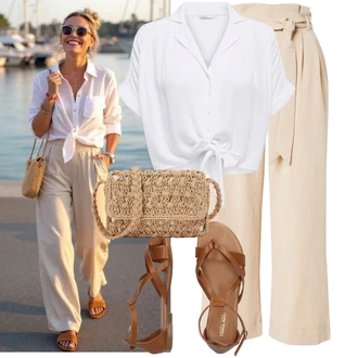 Outfit s Šedá/Bílá/Krémová Halenka a Tunika/Halenka Móda Pro Plnoštíhlou Only "Vkusný letní outfit"
