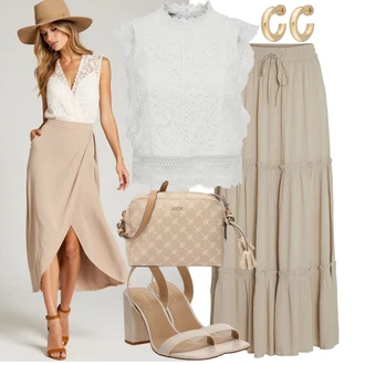 Outfit s Šedá/Bílá/Krémová Halenka a Tunika Tunika/Tričko & Top Móda Pro Plnoštíhlé/Halenka Móda Pro Plnoštíhlou/Pletenina veľkej veľkosti Only "Letní květiny"