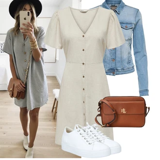 Kombinacije za jesen Veći brojevi sa Svjetloplava/Plava Kaput/Bluza Veći Broj Only "Outfit na léto"