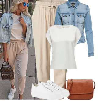 Outfit sa Bijela/Srebro/Krem Kožna tenisica/Tenisica s platformom/Tanka tenisica/Niska Tenisica/Platnena tenisica/Tenisice s patentnim zatvaračem sa strane Paul Green "Outfit na léto"
