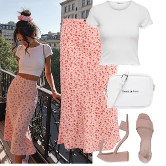 Outfit sa Pink/Crvena Haljina matični ured svat/Haljina do Potkoljenice/Duga Ljetna Haljina/Haljina S Printom/Cvjetna Haljina nasty gal petite "Outfit na léto"