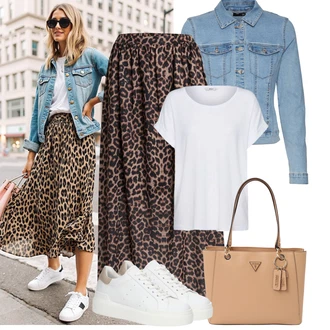 Outfit sa Siva/Krem/Bijela Majica I Top Veći Broj/Bluza Veći Broj/Bluza i Tunika Tunika Only "Outfit na léto"