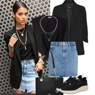 Outfit sa Crna Grafička Majica/Kratki top/Skraćena Majica bez rukava/Muške cipele/Košulja top/Zamotana Majica/Top Bez Rukava Edited "Outfit na léto"