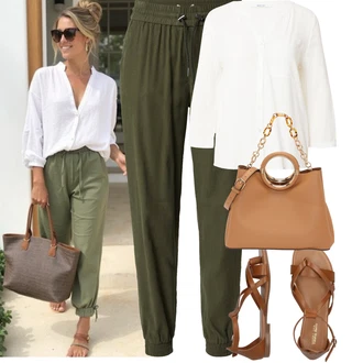 Outfit sa Bež/Smeđa Sandale Gladijator sandala/Vintage sandala/Ljetna Cipela/Sandala s Remenčićem/Rimska sandala/Sandala s T Remenom About You "Outfit na léto"